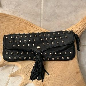 Hype Black Leather Silver Studded Clutch
